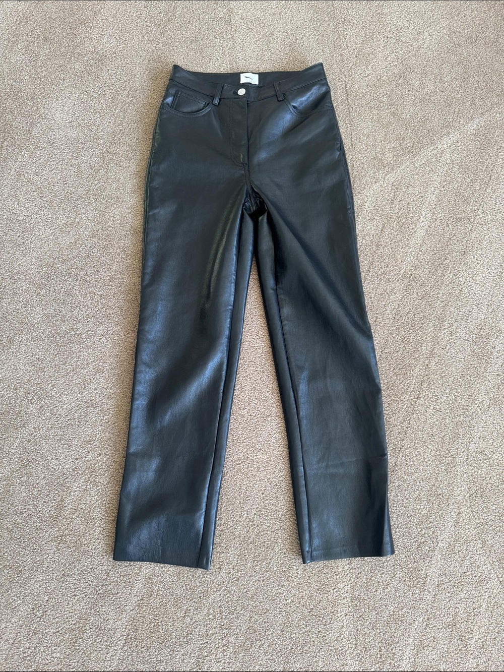 Wilfred Black Straight-Leg Faux Leather Jeans - Size 2